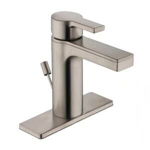 Modern Contemporary Single Hole & Handle Low-Arc Bathroom Faucet, Brushed Nickel